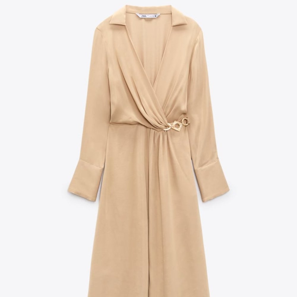 ZARA SATIN EFFECT MIDI DRESS XS